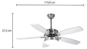 Lucande LED stropný ventilátor Kuvio, DC, tichý, Ø 120 cm,, Hliník / sivá / zinok, Obývacia izba / jedáleň, kov, Moderný