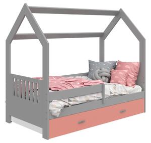AMI nábytok Dětská postel DOMEČEK D3E 80x160cm masiv šedá