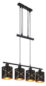 Závesná lampa Bemmo, čierna/zlatá, 4-plameňová