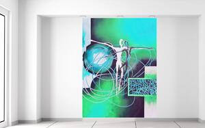 Gario Fototapeta Postavy v tanci v tyrkysovom poli Veľkosť: 150 x 200 cm, Materiál: Latexová