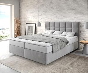 DELIFE Boxspring posteľ Dream-Fine 160×200 cm mikrovlákno sivá s matracom a topperom