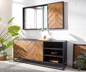 DELIFE Komoda Famke 145 cm mango teak 2 dvierka 3 priehradky