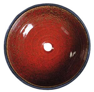ATTILA keramické umývadlo, priemer 43 cm, paradajková červeň/petrolejová DK007