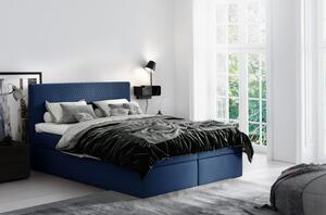 Moderná čalúnená posteľ s úložným priestorom Alessio modrá 180 + topper zdarma