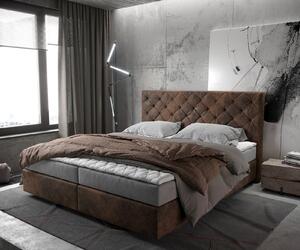 DELIFE Boxspring posteľ Dream-Great 180×200 cm hnedá vintage s matracom a topperom