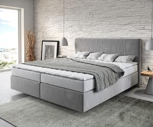 DELIFE Boxspring posteľ Dream-Well 180×200 cm mikrovlákno sivá s matracom a topperom