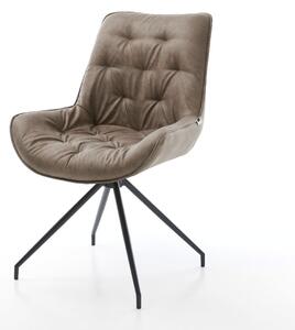 DELIFE Jedálenská stolička Taimi-Flex mikrovlákno taupe vintage krížová podstava zúžená čierna