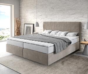 DELIFE Boxspring posteľ Dream-Well 180×200 cm mikrovlákno béžová s matracom a topperom