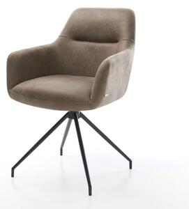 DELIFE Jedálenská stolička Pejo-Flex mikrovlákno taupe vintage krížová podstava zúžená čierna vrecková pružina