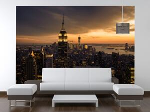 Gario Fototapeta New York pri západe slnka Veľkosť: 110 x 200 cm, Materiál: Latexová