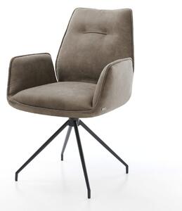 DELIFE Jedálenská stolička Zoa-Flex mikrovlákno taupe vintage krížová podstava zúžená čierna vrecková pružina
