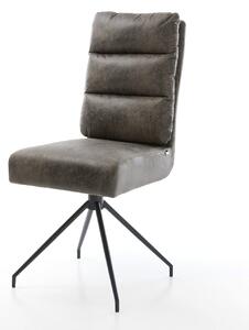 DELIFE Jedálenská stolička Pela-Flex mikrovlákno sivá vintage krížová podstava zúžená čierna vrecková pružina