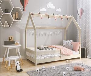 AMI nábytok Detská posteľ DOMČEK D5 80x160cm bielená borovica