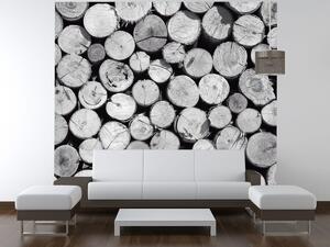 Gario Fototapeta Bezfarebná kopa dreva Veľkosť: 368 x 248 cm, Materiál: Latexová