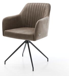 DELIFE Jedálenská stolička Greg-Flex mikrovlákno taupe vintage krížová podstava zúžená čierna vrecková pružina