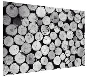 Gario Fototapeta Bezfarebná kopa dreva Veľkosť: 402 x 240 cm, Materiál: Latexová