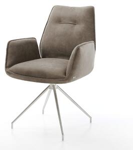 DELIFE Jedálenská stolička Zoa-Flex mikrovlákno taupe vintage krížová podstava zúžená nerezová oceľ vrecková pružina