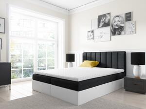 Dvojfarebná manželská posteľ Azur 200x200, čierna + biela eko koža + TOPPER