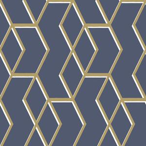 Modrá vliesová tapeta, zlatý geometrický vzor 104735, Formation, Graham & Brown