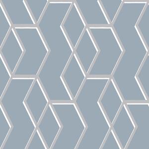 Modrá vliesová tapeta strieborný geometrický vzor 104733, Formation, Graham & Brown
