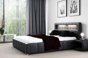 Manželská posteľ Fekri 200x200, čierna eko koža