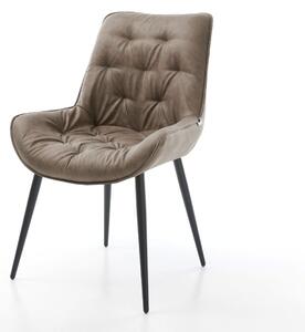 DELIFE Jedálenská stolička Taimi-Flex mikrovlákno taupe vintage 4-nohá zúžená čierna