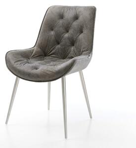 DELIFE Jedálenská stolička Taimi-Flex mikrovlákno sivá vintage 4-nohá zúžená nerezová oceľ