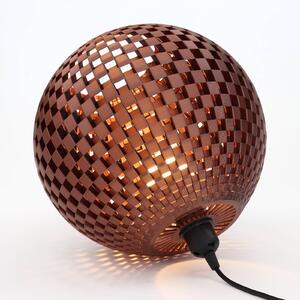 Stolová lampa Flechtwerk, ležiaca guľa, medená