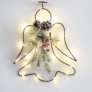 ACA DECOR LED Vianočný anjelik do okna s vetvičkou, teplá biela, na batérie