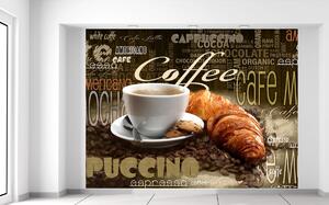 Gario Fototapeta Chutná káva a croissant Veľkosť: 200 x 150 cm, Materiál: Latexová