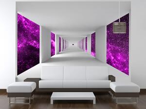 Gario Fototapeta Chodba a fialový vesmír Veľkosť: 268 x 100 cm, Materiál: Latexová