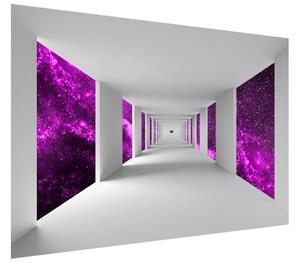 Gario Fototapeta Chodba a fialový vesmír Veľkosť: 268 x 100 cm, Materiál: Latexová