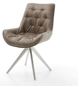 DELIFE Jedálenská stolička Taimi-Flex mikrovlákno taupe vintage krížová podstava hranatá nerezová oceľ