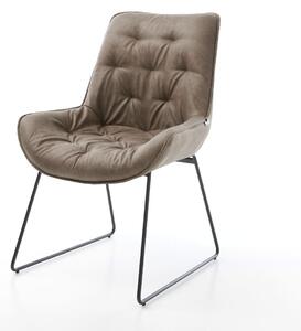 DELIFE Jedálenská stolička Taimi-Flex mikrovlákno taupe vintage čierna tenká podstava