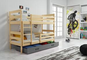 Poschodová posteľ RAFAL 2 + úložný priestor + matrac + rošt ZADARMO, 80x190 cm, borovica, biela
