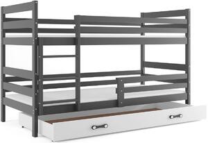 Poschodová posteľ ERYK 2 + úložný priestor + matrac + rošt ZADARMO, 80x190 cm, grafit,biela