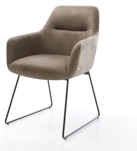 DELIFE Jedálenská stolička Pejo-Flex mikrovlákno taupe vintage tenká podstava čierna vrecková pružina