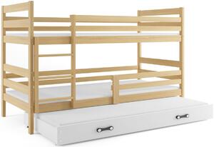 Poschodová posteľ RAFAL 3 + matrac + rošt ZADARMO, 80x160 cm, borovica, biela
