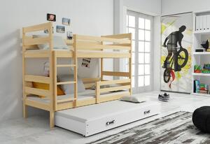 Poschodová posteľ ERYK 3 + matrac + rošt ZADARMO, 80x160 cm, borovica, biela