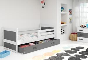 Detská posteľ RICO P1 COLOR + ÚP + matrace + rošt ZDARMA, 80x190 cm, bialy, grafit