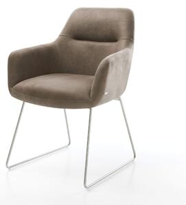 DELIFE Jedálenská stolička Pejo-Flex mikrovlákno taupe vintage tenká podstava nerezová oceľ vrecková pružina