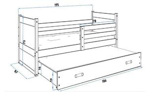 Detská posteľ FIONA P2 + matrac + rošt ZADARMO, 80x190 cm, biela/zelená