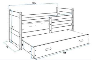 Detská posteľ FIONA 2 + matrac + rošt ZADARMO, 80x190 cm, bielý/grafit