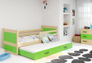 Detská posteľ FIONA P2 + matrac + rošt ZADARMO, 80x190 cm, borovica/ružová