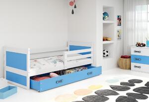 Detská posteľ FIONA P1 COLOR + ÚP + matrace + rošt ZDARMA, 80x190 cm, biela/blankytná