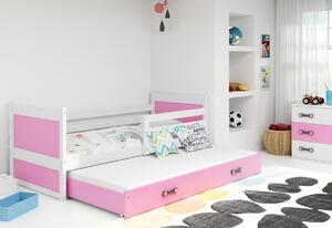 Detská posteľ FIONA P2 + matrac + rošt ZADARMO, 80x190 cm, biela/ružová