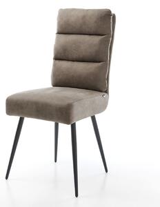DELIFE Jedálenská stolička Pela-Flex mikrovlákno taupe vintage 4-nohá zúžená čierna vrecková pružina