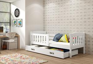 Detská posteľ FLORENT P1 + ÚP + matrac + rošt ZADARMO, 90x200 cm, grafit, biela