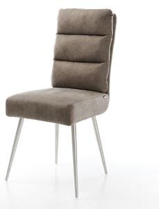 DELIFE Jedálenská stolička Pela-Flex mikrovlákno taupe vintage 4-nohá zúžená nerezová oceľ vrecková pružina