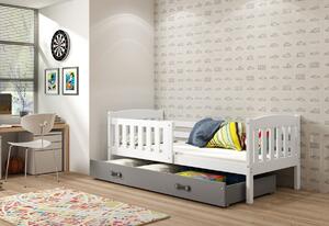 Detská posteľ KUBUS P1 + ÚP + matrac + rošt ZADARMO, 80x160, bialy, grafitová